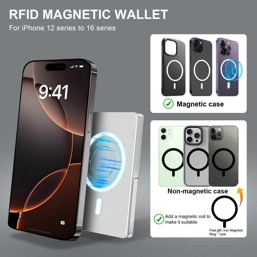 Portofel magnetic TOYFID MagSafe cu stand reglabil și protecție RFID, pentru bărbați