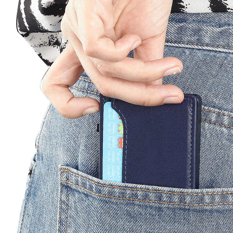 Portofel TOYFID din aluminiu cu copertă din piele PU și suport de carduri pop-up