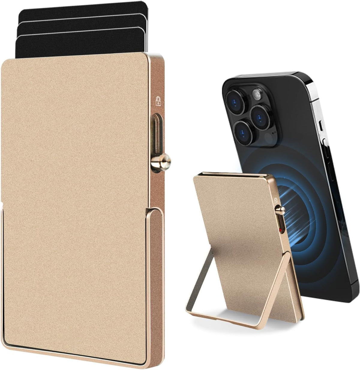 Portofel magnetic TOYFID MagSafe cu stand reglabil și protecție RFID, pentru bărbați