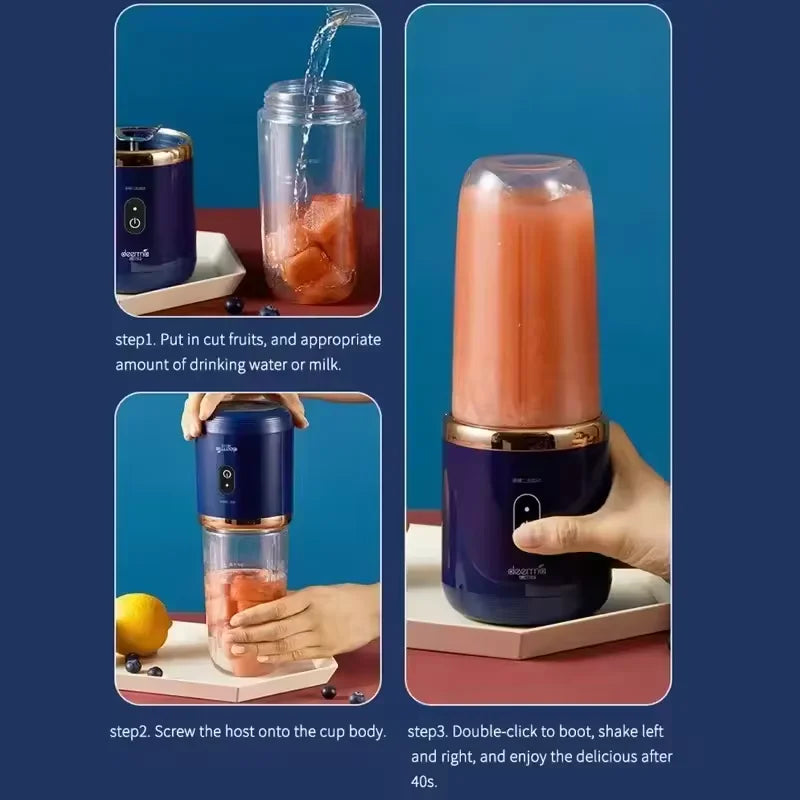 Blender portabil cu 6 lame – storcător USB wireless, reîncărcabil, 300ml