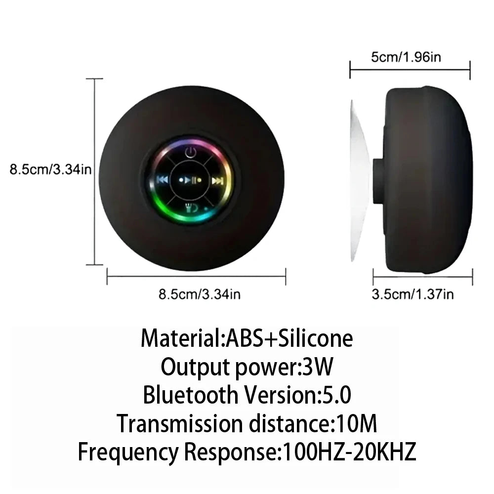 Boxă Bluetooth portabilă IPX4 cu ventuză și LED