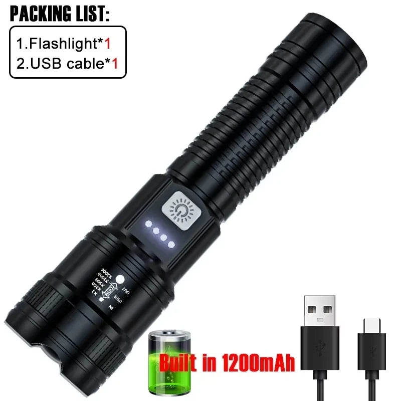 Lanternă LED tactică cu USB