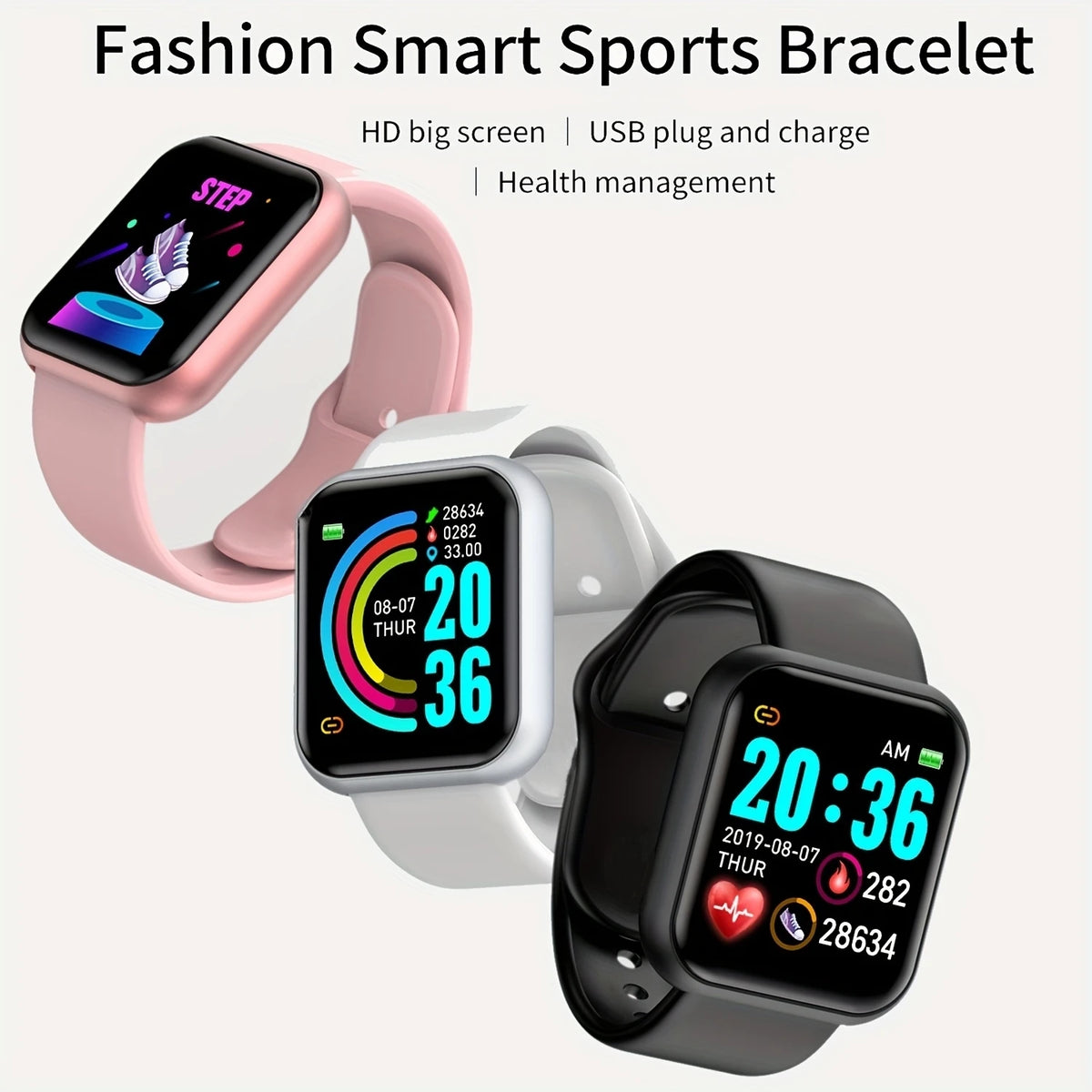 Smartwatch pentru bărbați și femei – monitorizare fitness, notificări și alarmă, compatibil Android și iOS