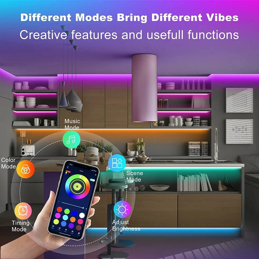 Bandă LED Bluetooth Smart SMD 5050 cu telecomandă și aplicație