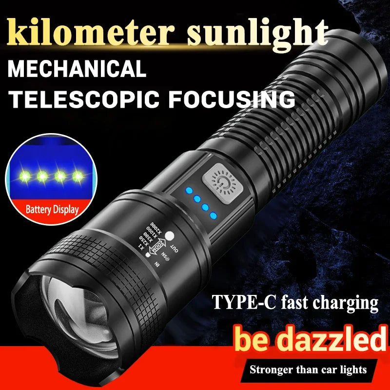 Lanternă LED tactică cu USB