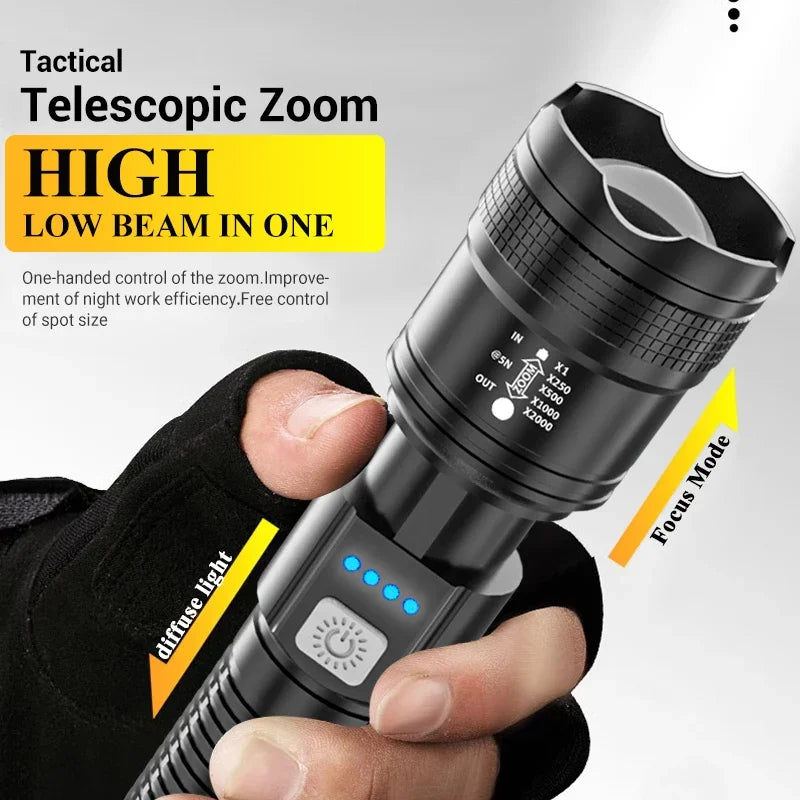 Lanternă LED tactică cu USB