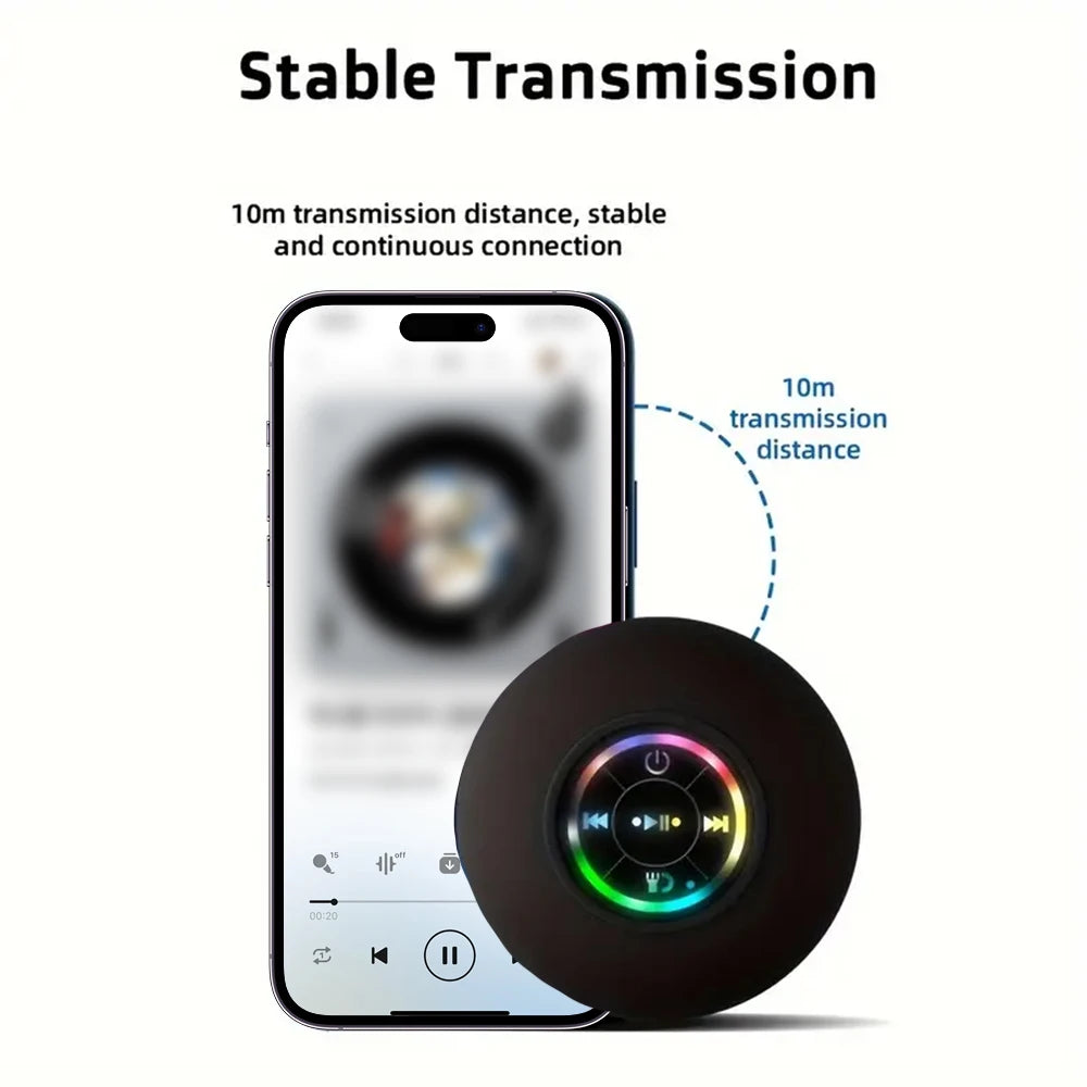 Boxă Bluetooth portabilă IPX4 cu ventuză și LED