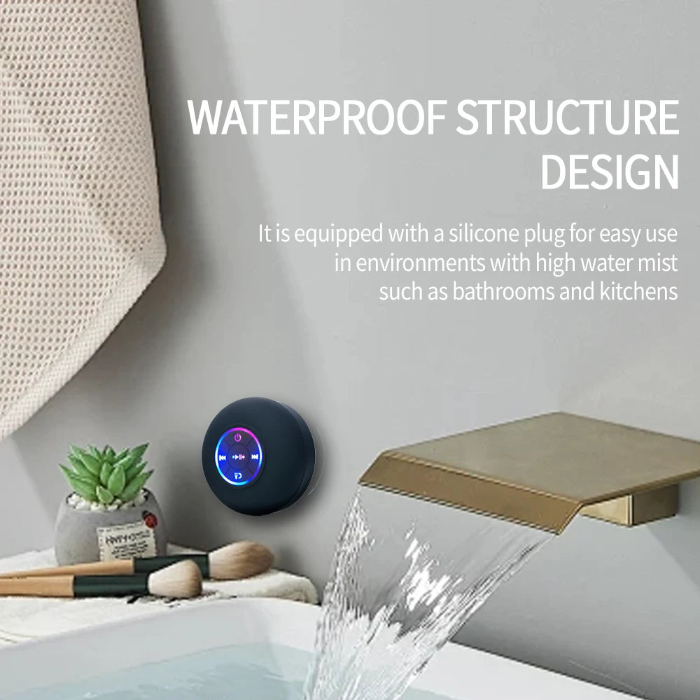 Boxă Bluetooth portabilă IPX4 cu ventuză și LED