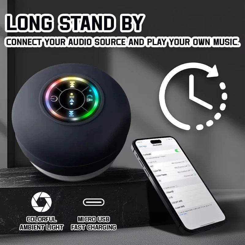 Boxă Bluetooth portabilă IPX4 cu ventuză și LED
