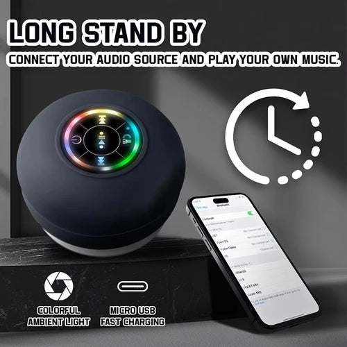 Boxă Bluetooth portabilă IPX4 cu ventuză și LED