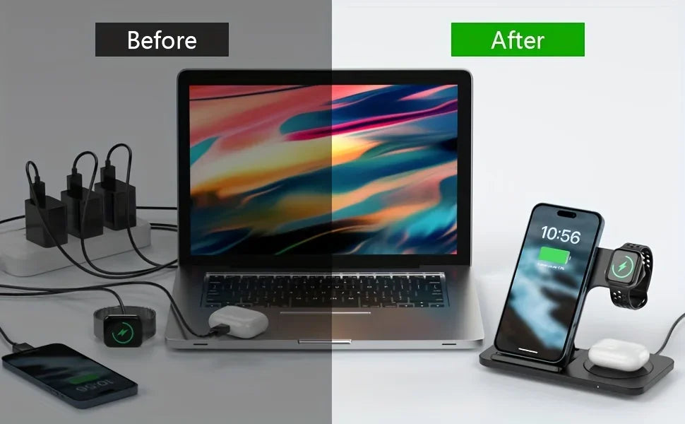 Stație de încărcare wireless 3 în 1 – iPhone, Apple Watch și AirPods