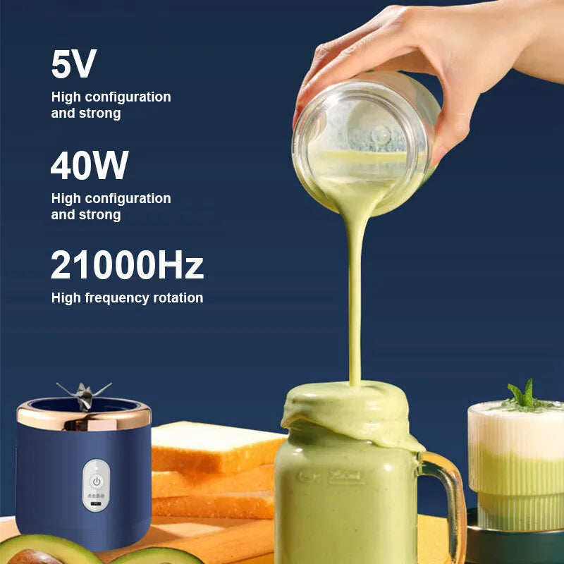 Blender portabil cu 6 lame – storcător USB wireless, reîncărcabil, 300ml