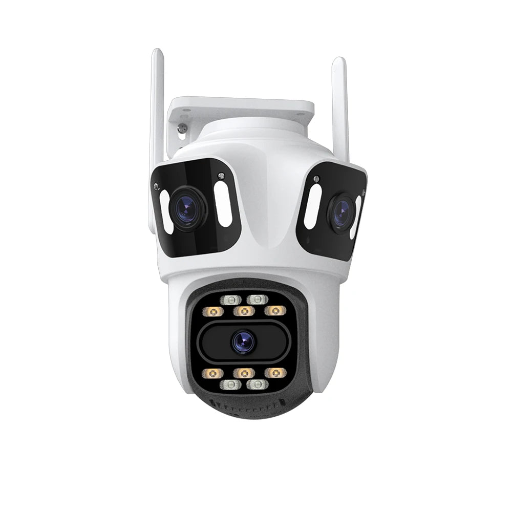 Cameră de supraveghere WiFi pentru exterior, cu trei obiective și rezoluție 6K HD