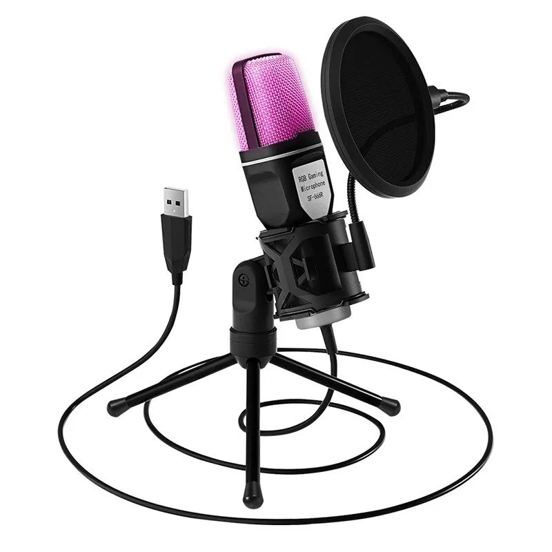 Microfon USB RGB pentru gaming, podcasturi și streaming