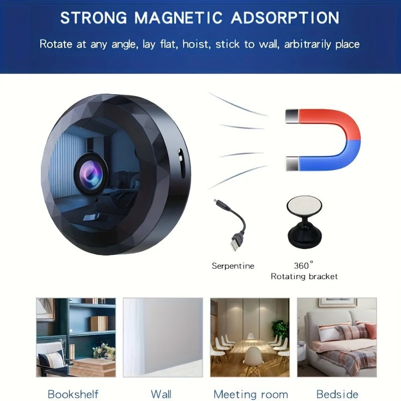 Mini cameră de supraveghere wireless WiFi cu vedere nocturnă (1080P HD)
