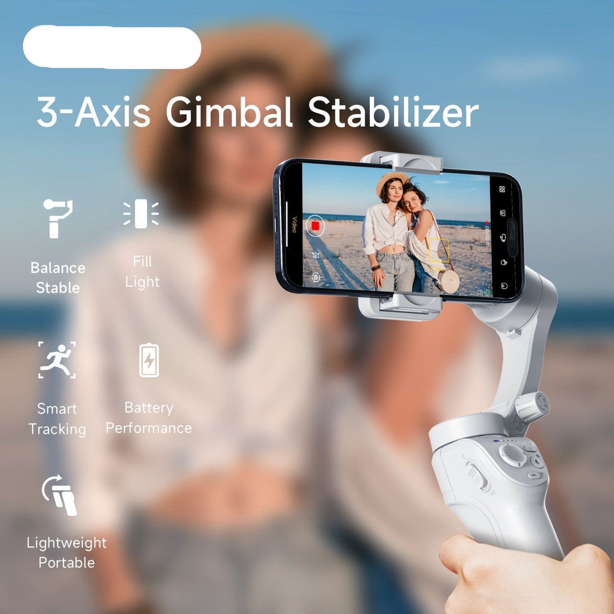 Stabilizator selfie pe 3 axe cu LED și urmărirea feței