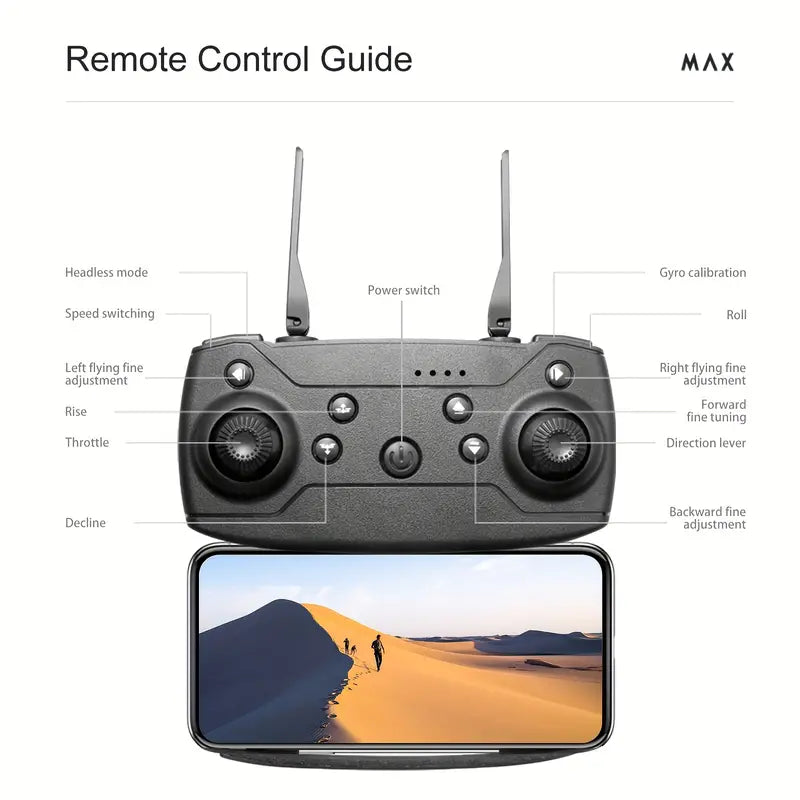 Dronă quadcopter E88 UAV cu două camere HD – neagră (cameră duală HD)