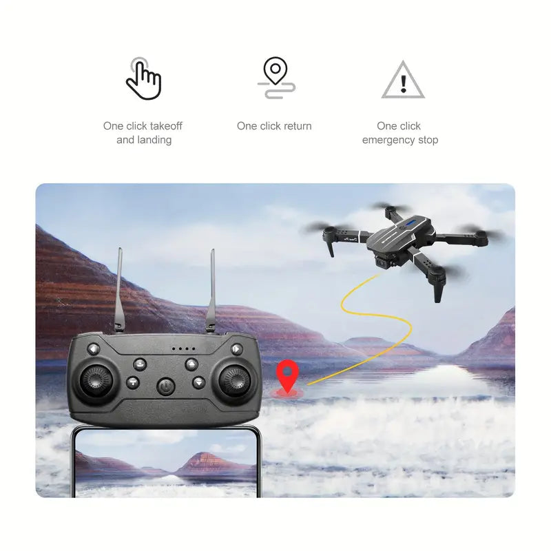 Dronă quadcopter E88 UAV cu două camere HD – neagră (cameră duală HD)