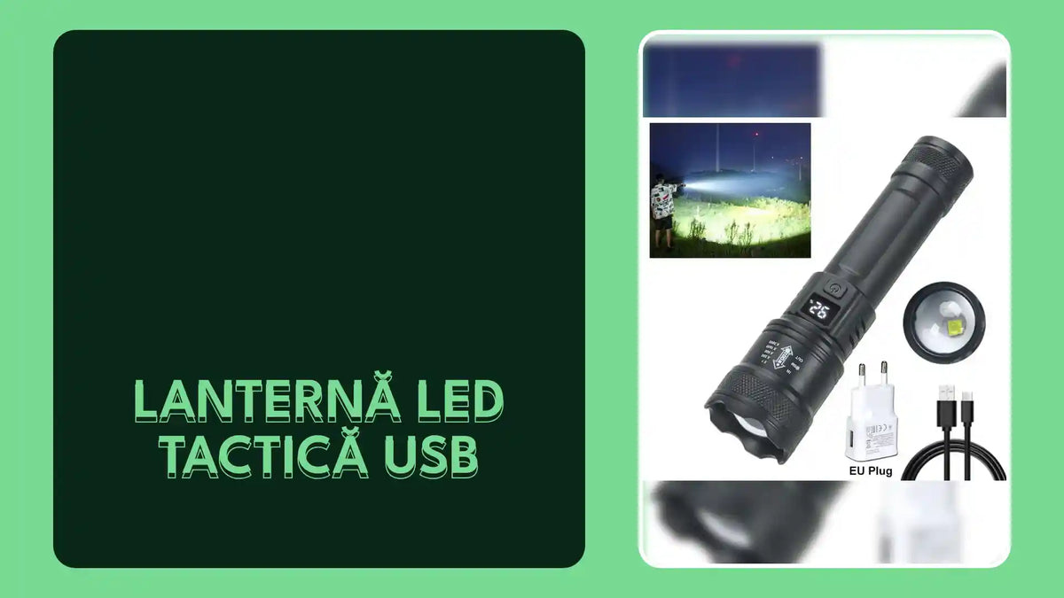 Lanternă LED Tactică USB by@Outfy