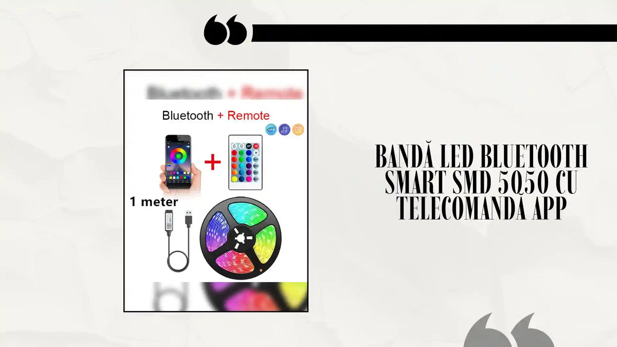 Bandă LED Bluetooth Smart SMD 5050 cu Telecomandă APP by@Outfy