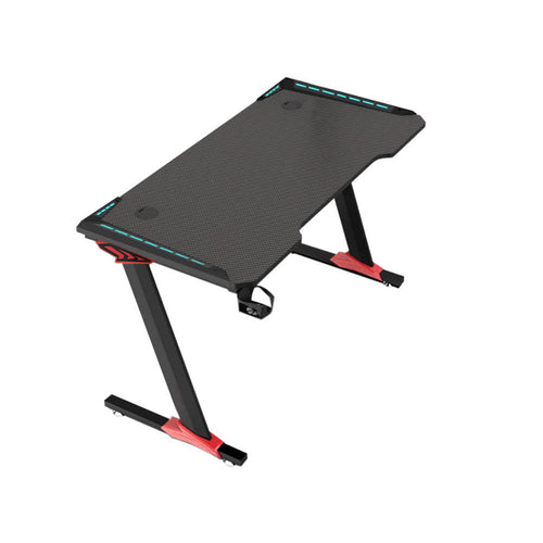 Birou gamer profesional cu suprafață carbon și iluminare LED