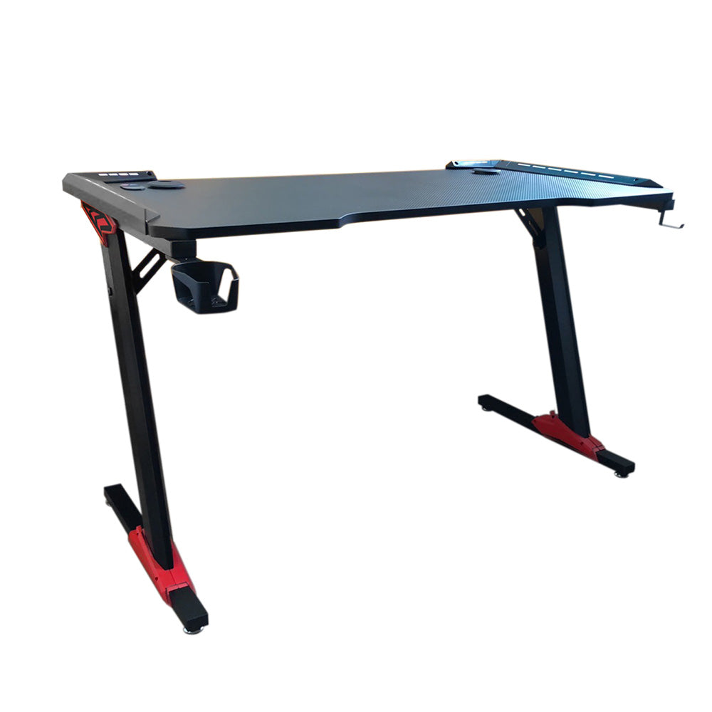 Birou gamer profesional cu suprafață carbon și iluminare LED