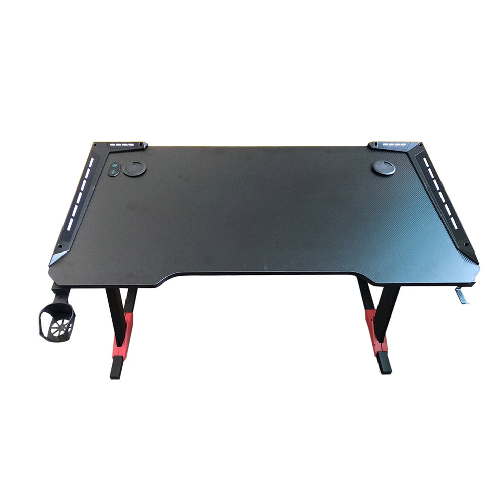 Birou gamer profesional cu suprafață carbon și iluminare LED